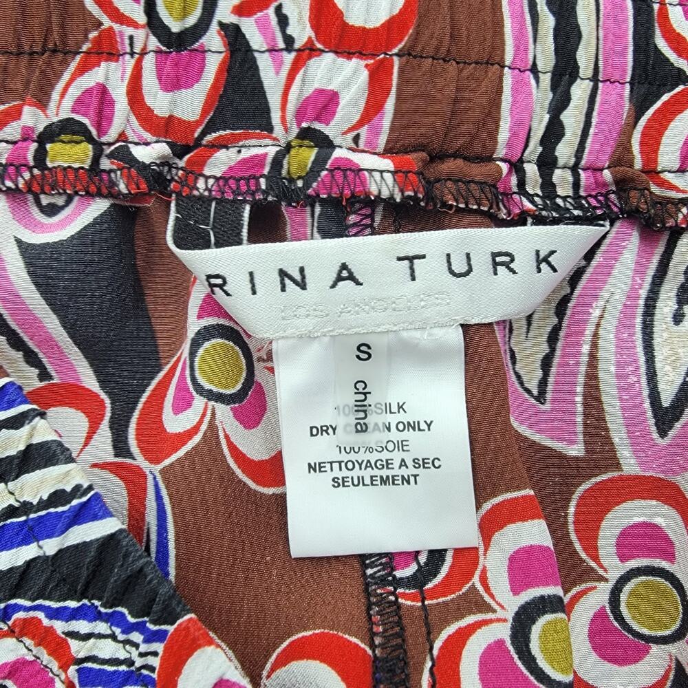 Trina Turk Berta Silk Floral Pants Cover Up Red Drawstring Size S - Picture 7 of 7